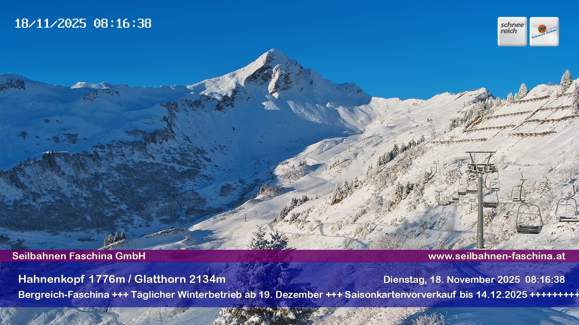 Webcam Hahnenkopf / Glatthorn Webcam Hahnenkopf Blickrichtung Glatthorn